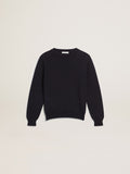 Round-neck sweater in dark blue cotton| Golden Goose