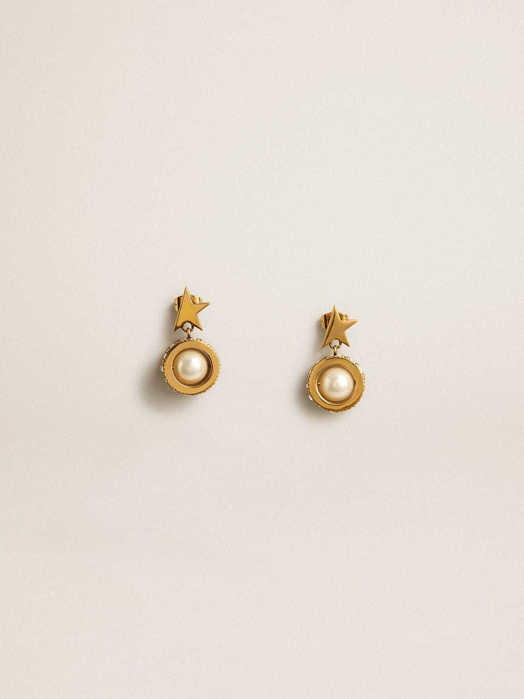 Earrings with gold star and pearl| Golden Goose