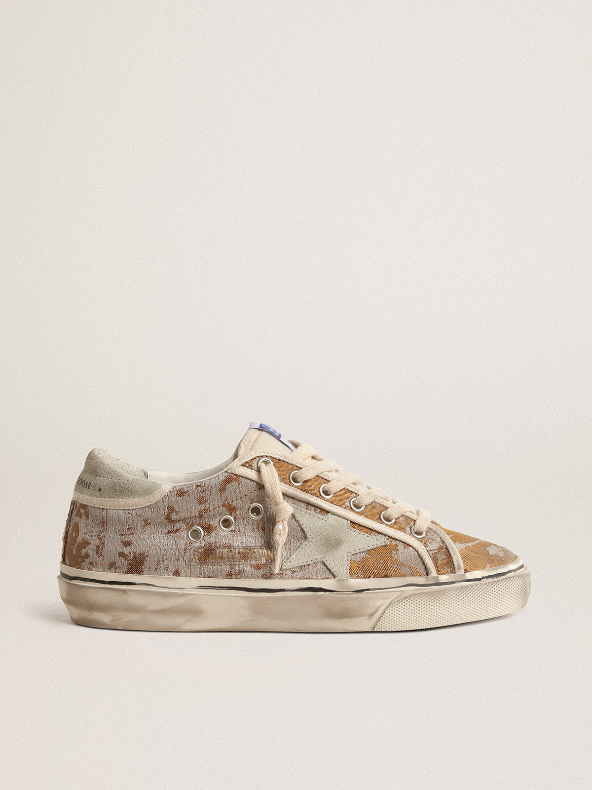 Hi Star in bronze jacquard fabric with ice-gray suede star| Golden Goose