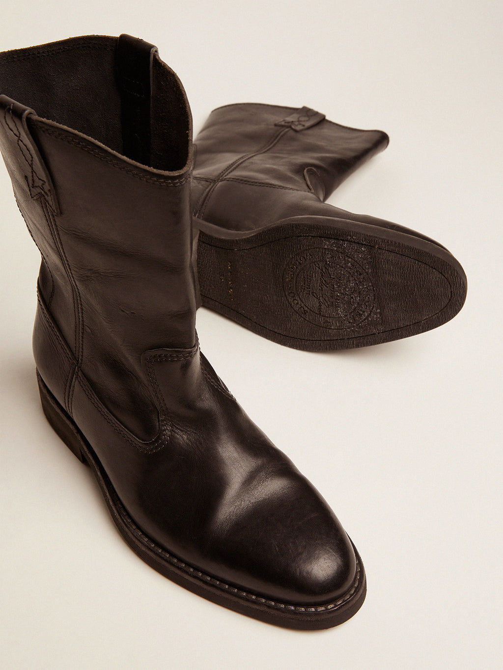 Biker boots in black leather| Golden Goose