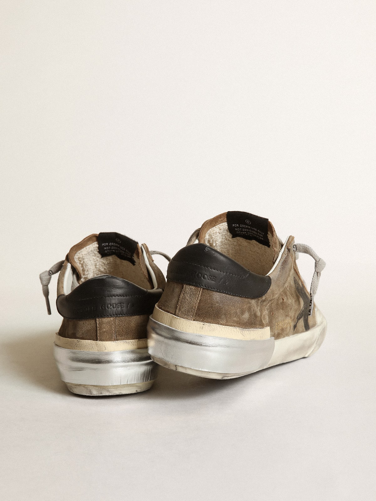 Super-Star LTD in military-green suede with screen-printed star| Golden Goose