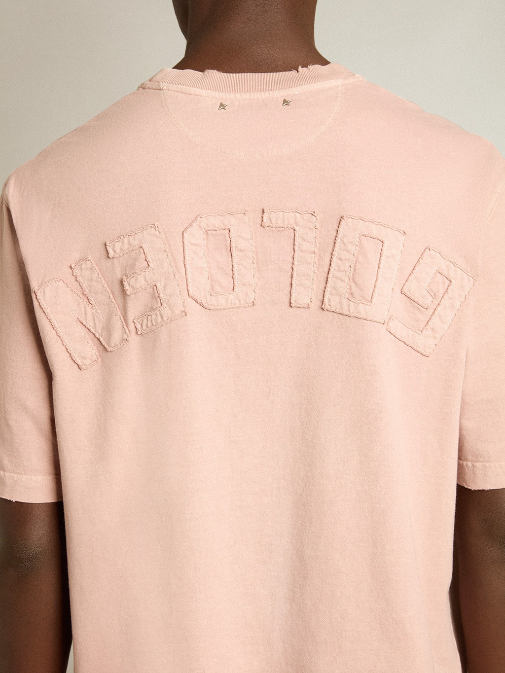 Powder-pink T-shirt with reverse logo on the back - Jersey Capsule| Golden Goose