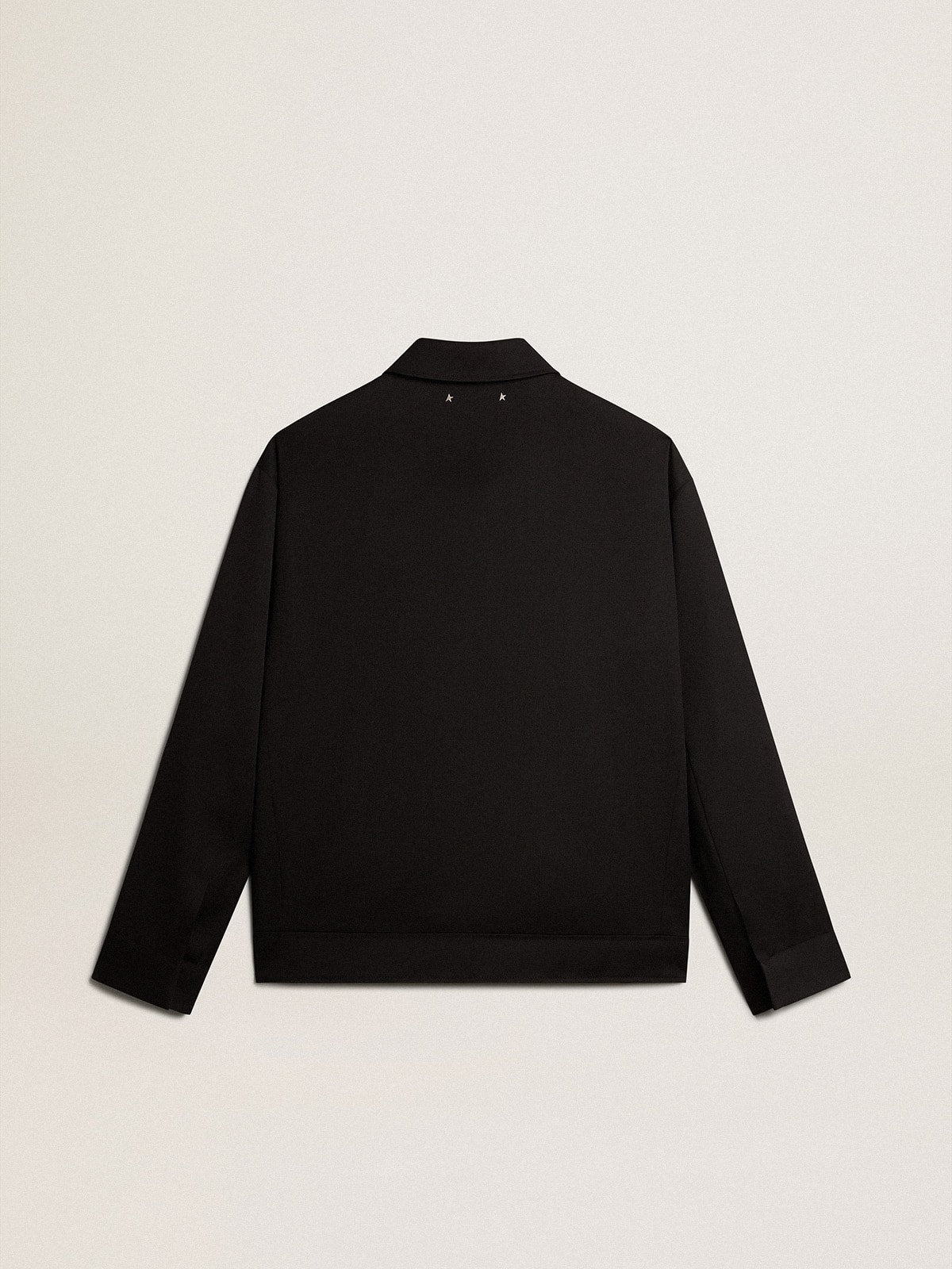 Men's zip-up jacket in black wool gabardine| Golden Goose