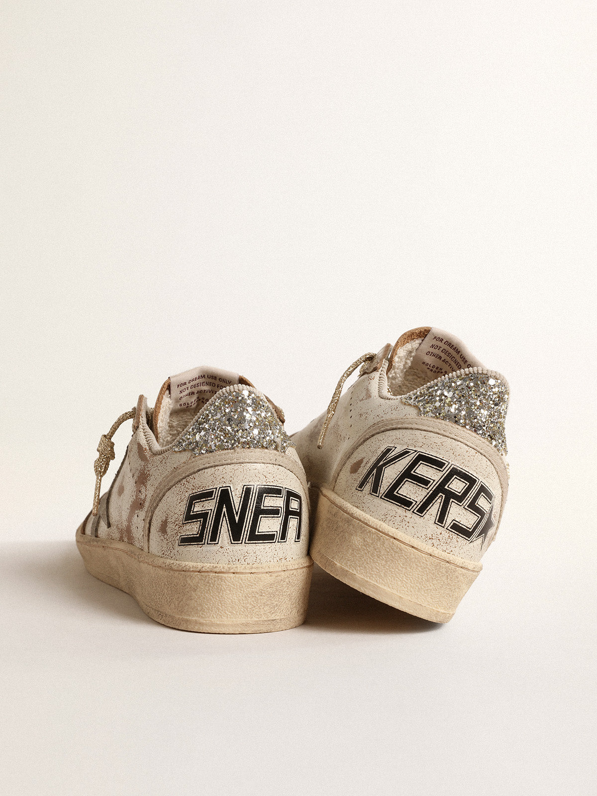 Ball Star LTD with suede star and platinum glitter heel tab| Golden Goose