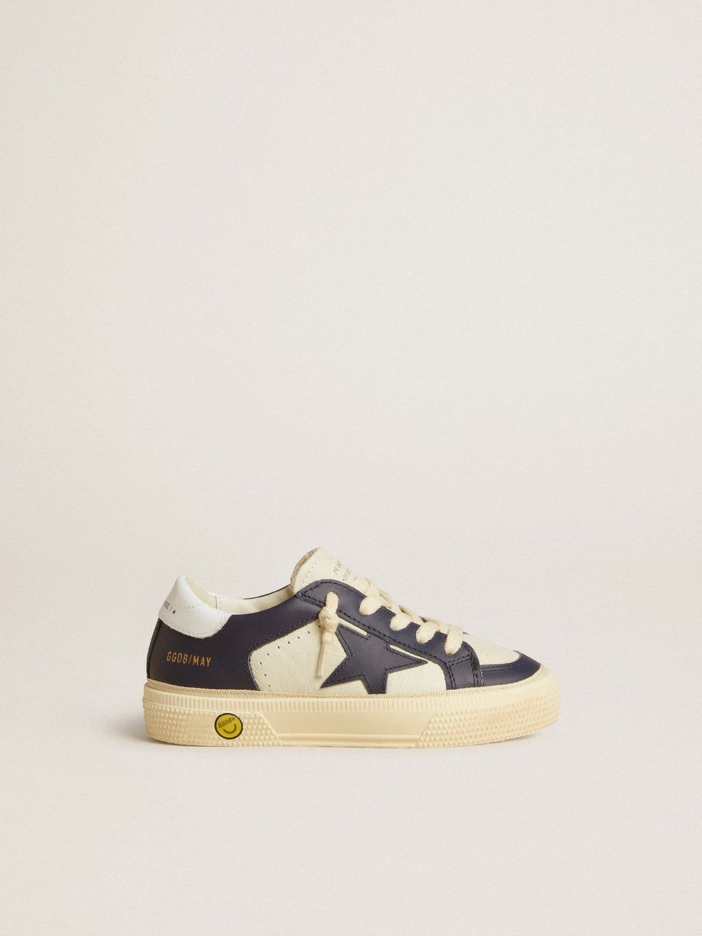 May Junior in white and blue leather with leather star and heel tab| Golden Goose