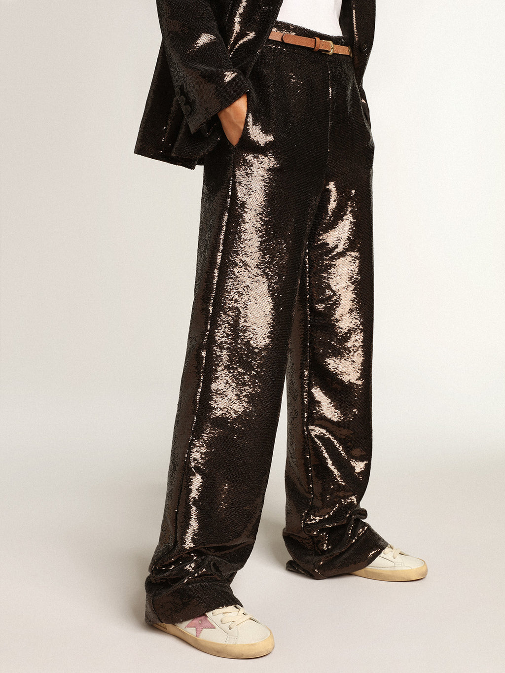 Super-Star in white nappa with pink metallic leather star| Golden Goose