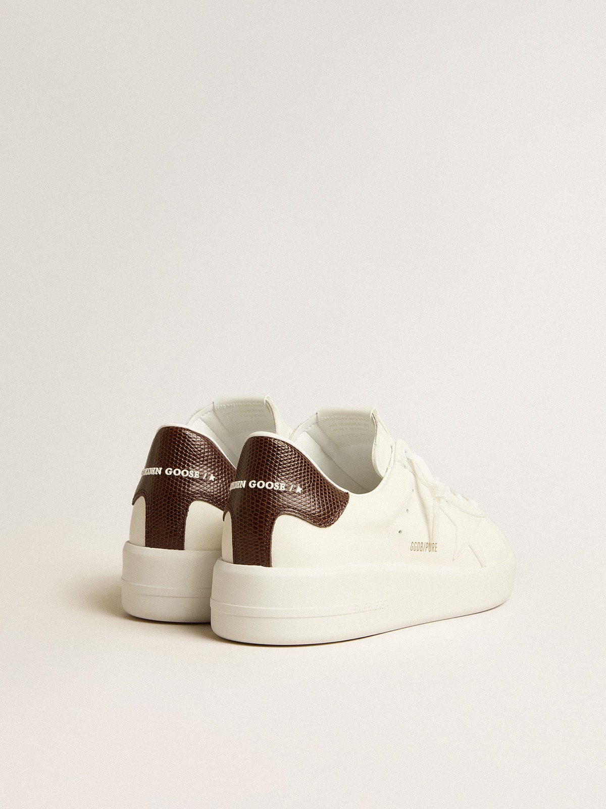 Purestar with white star and burgundy lizard-print heel tab| Golden Goose