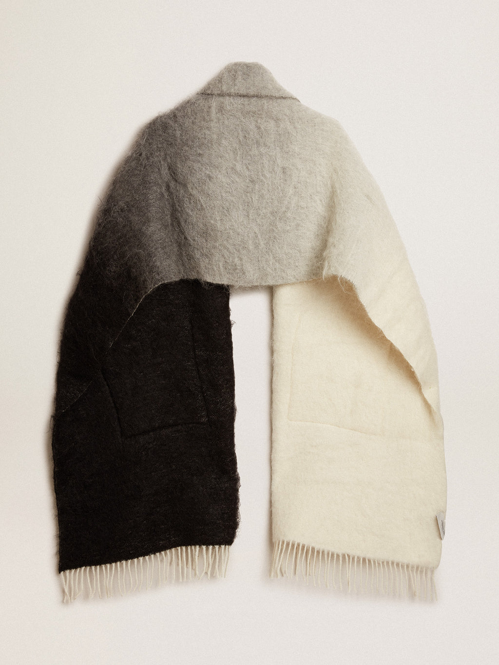 Black and white scarf with pockets| Golden Goose