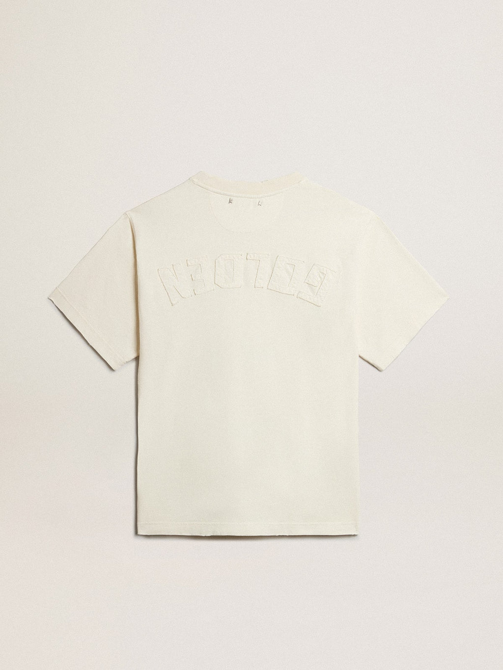 T-shirt in aged white with reverse logo on the back - Jersey Capsule| Golden Goose