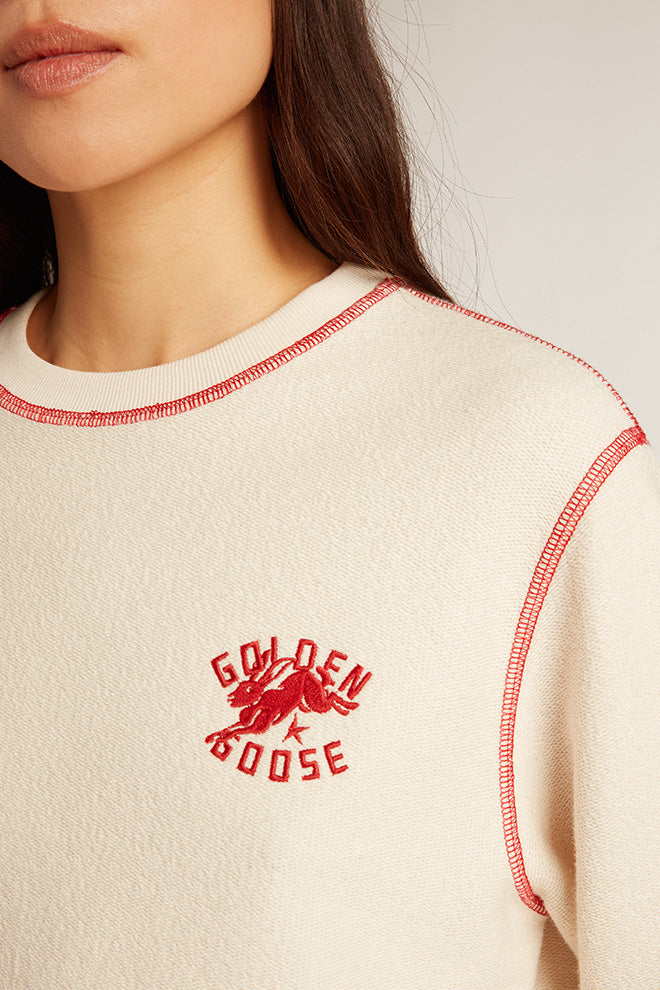 Women's heritage white sweatshirt with CNY logo| Golden Goose