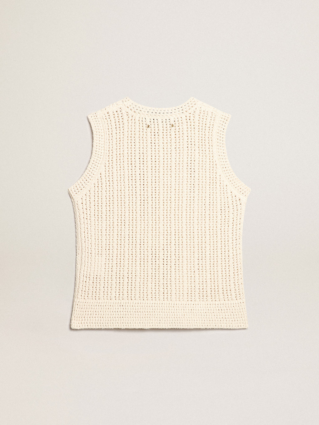 Papyrus-colored knitted sleeveless top| Golden Goose