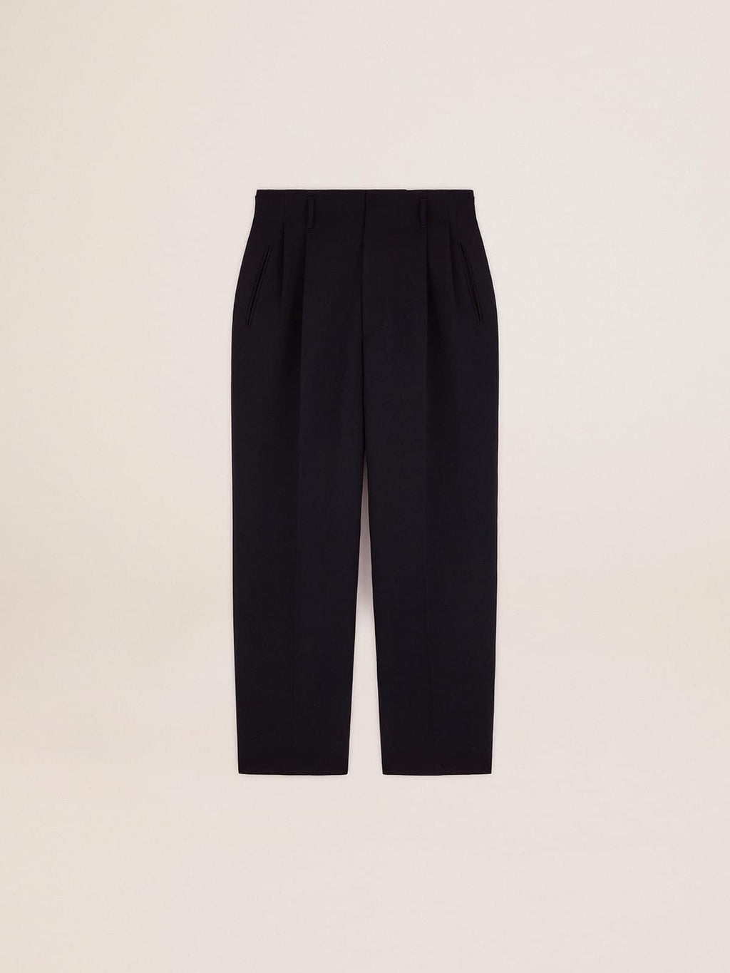 Men's wide leg pants in dark blue wool| Golden Goose