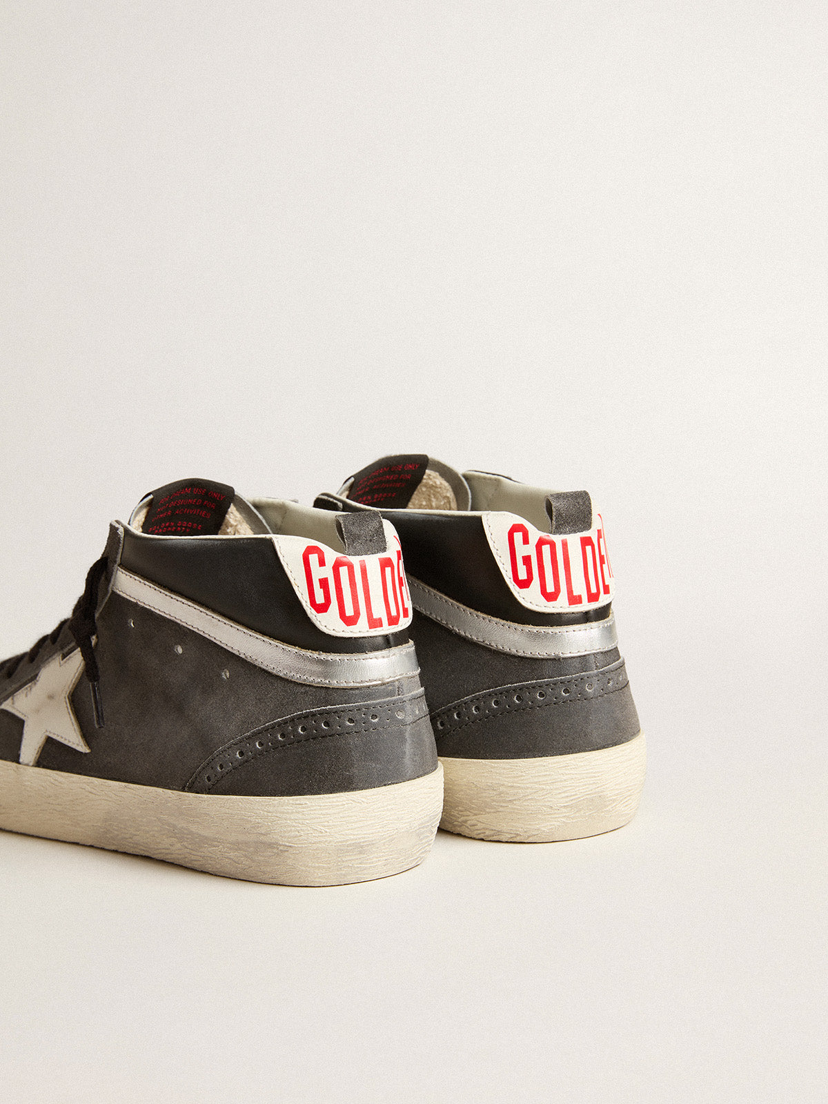 Mid Star in black suede with white leather star and silver flash| Golden Goose