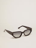 Rectangular-style Sunframe Jackie with black frame and gold details| Golden Goose