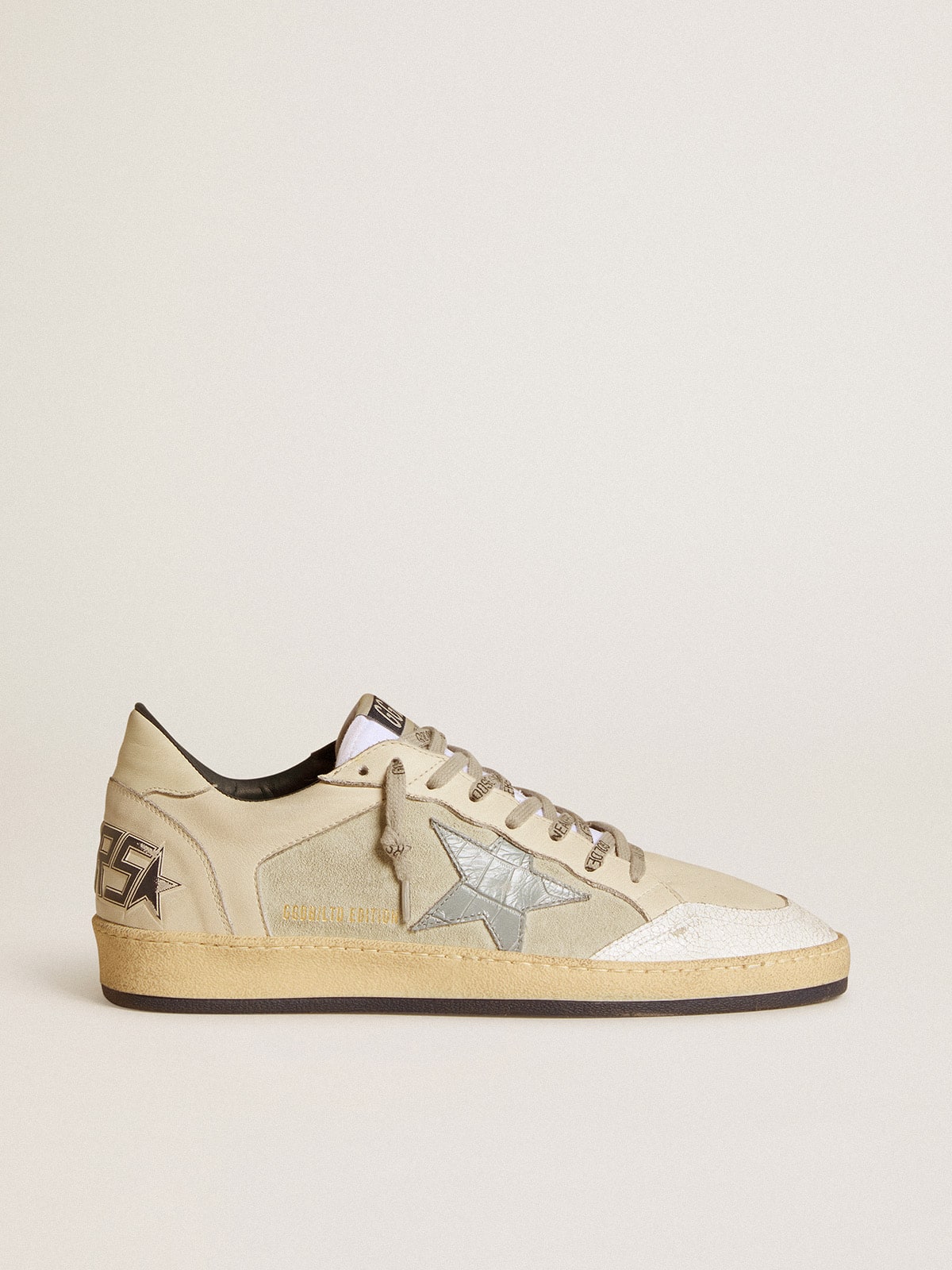 Men's Ball Star LTD in leather and suede with crocodile print leather star| Golden Goose