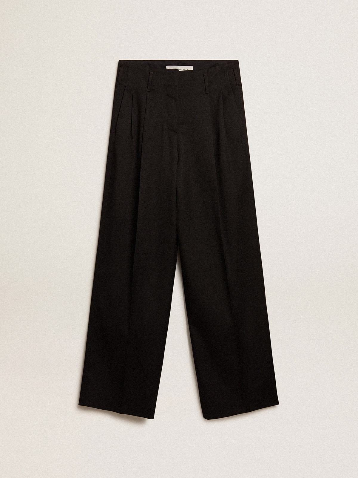 Women's black wool gabardine pants| Golden Goose