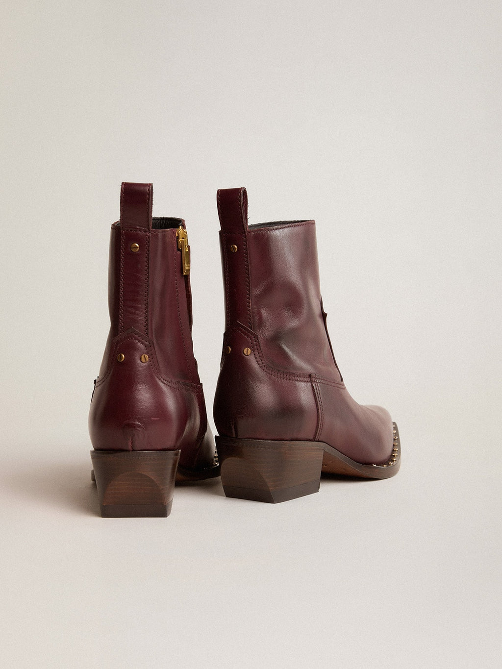 Womens's low Debbie boots in burgundy leather| Golden Goose