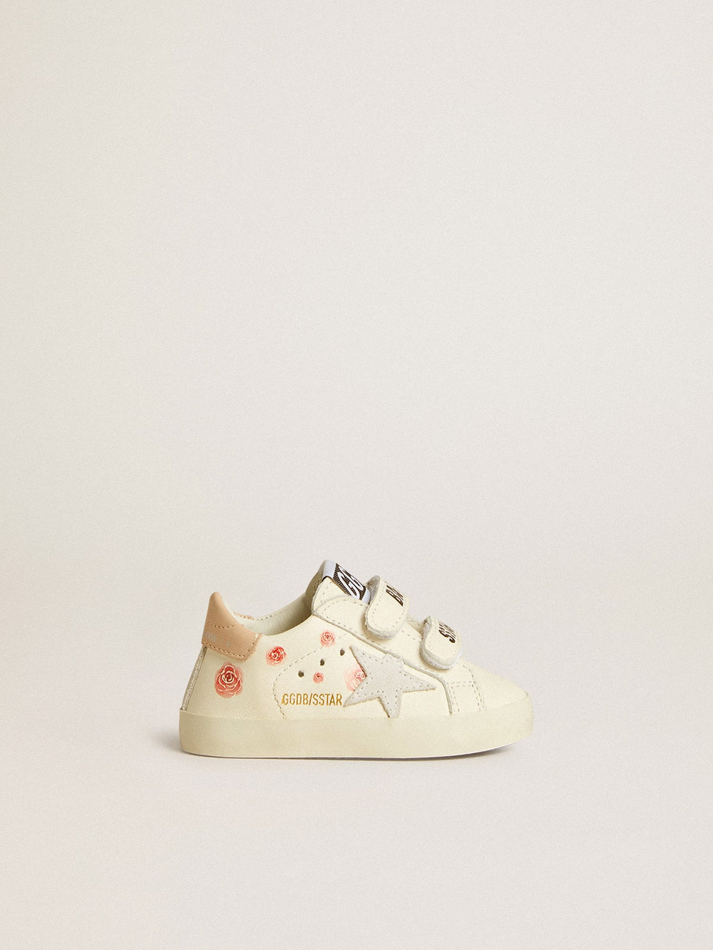 Baby School in nappa leather with pink rose motif and white suede star| Golden Goose