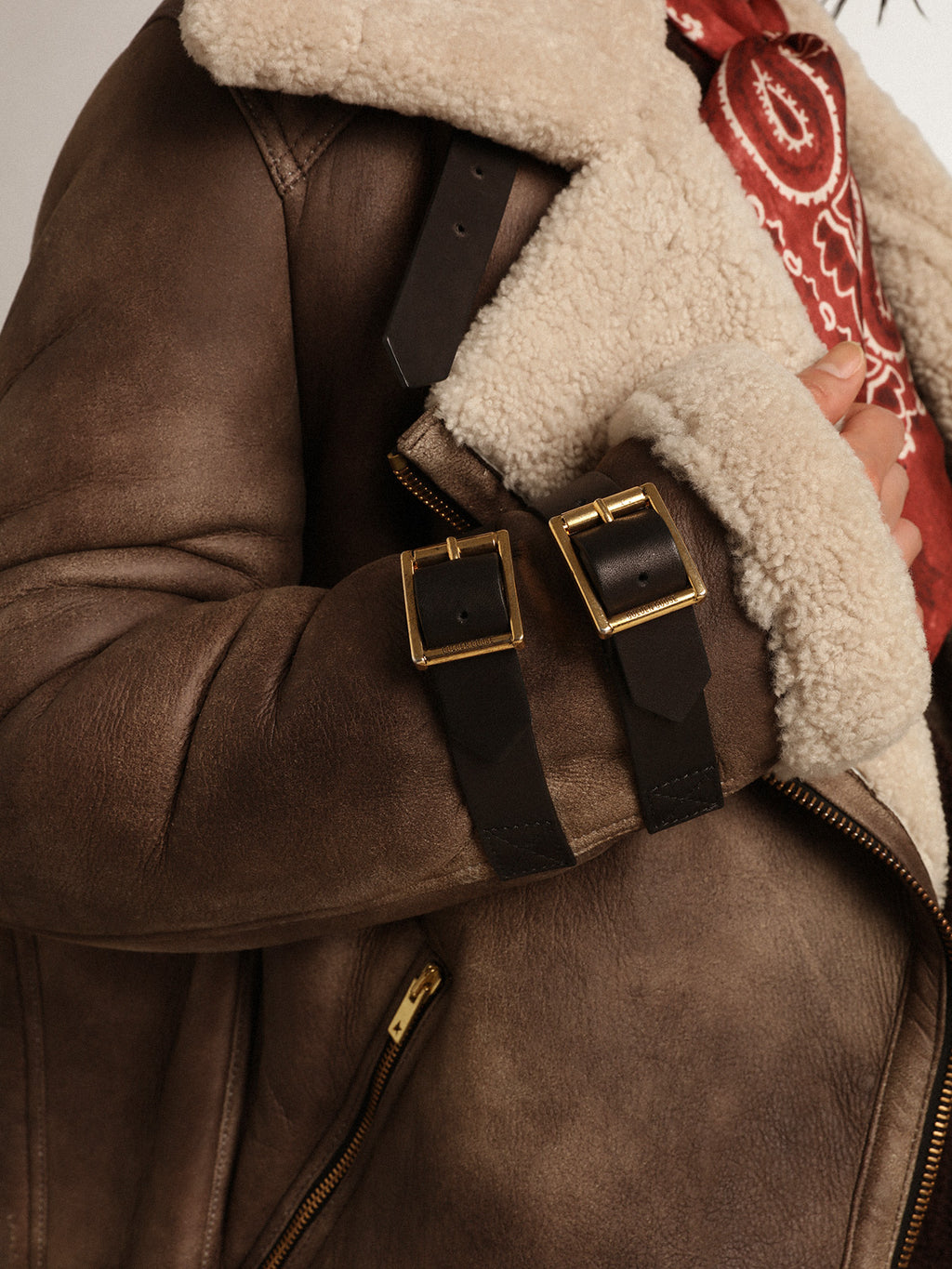 Women's leather jacket with shearling collar| Golden Goose