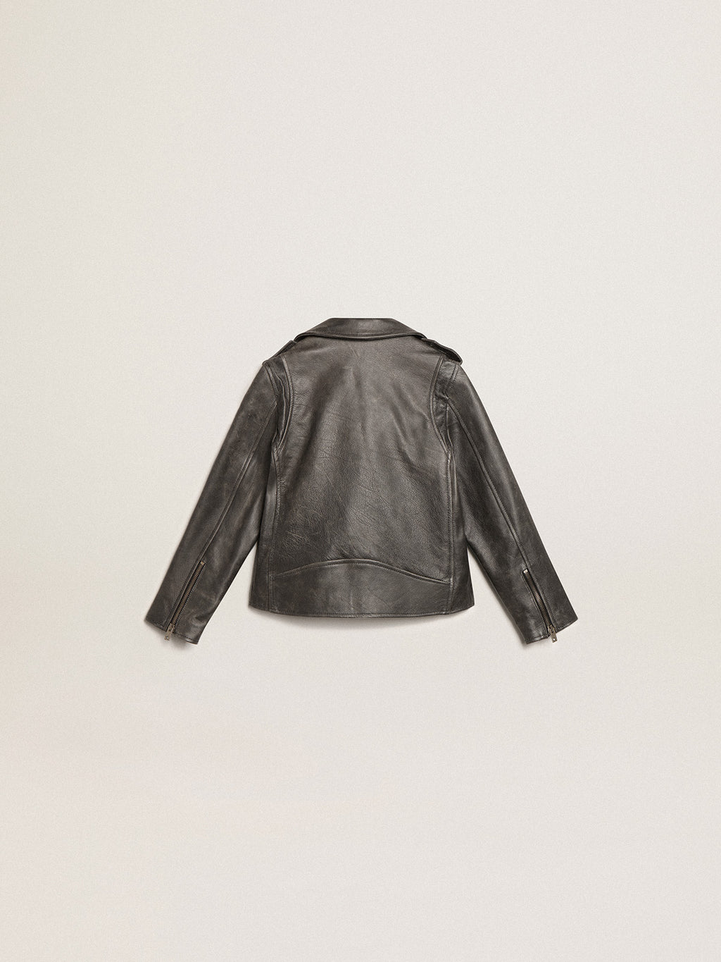 Boys' biker jacket in distressed leather| Golden Goose