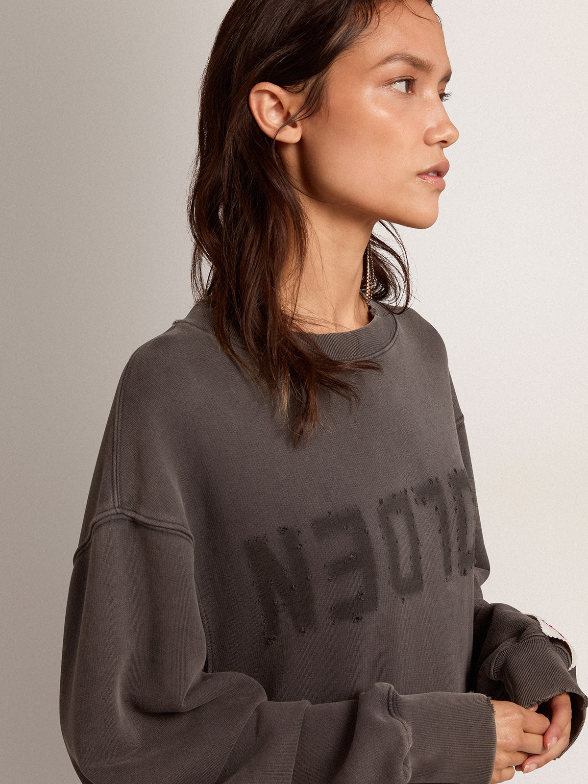 Women's sweatshirt dress with gray logo| Golden Goose