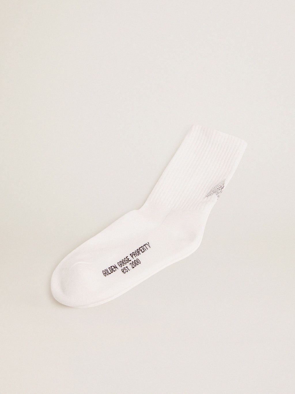 White socks with crystal star on the back| Golden Goose