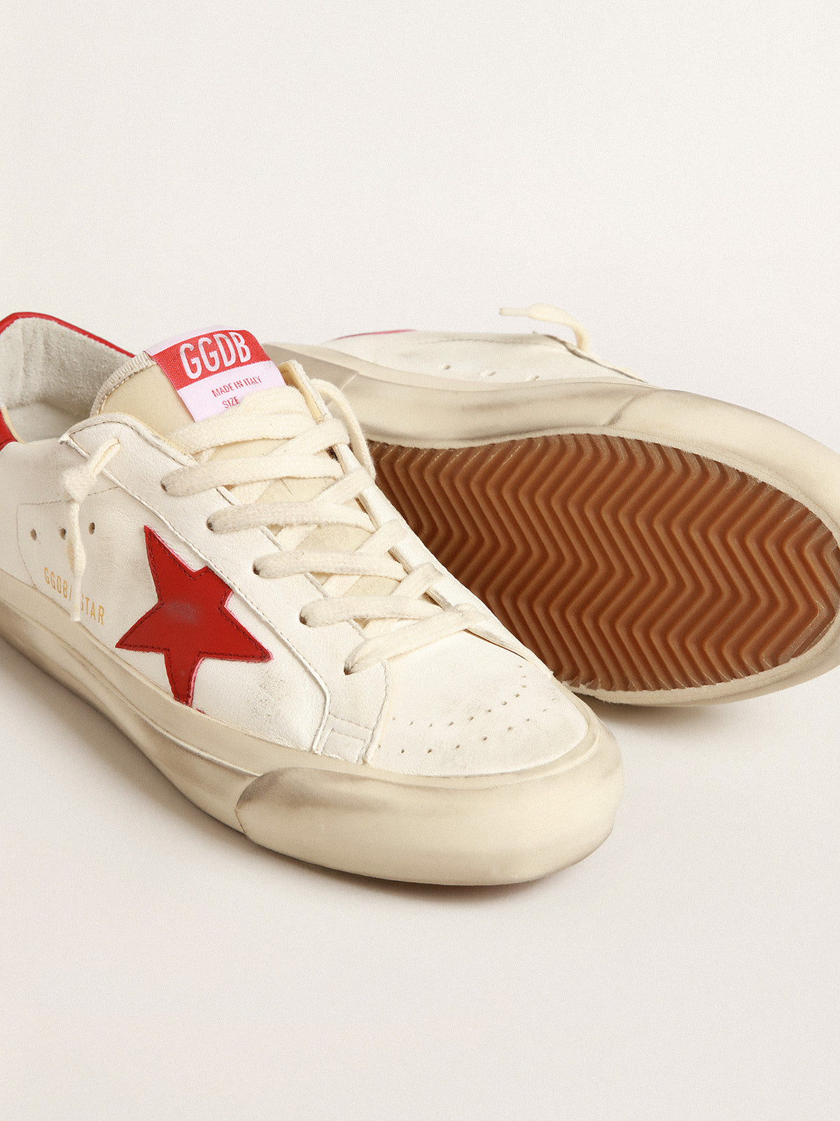 Men's Super-Star LTD in nappa leather with red star and heel tab| Golden Goose