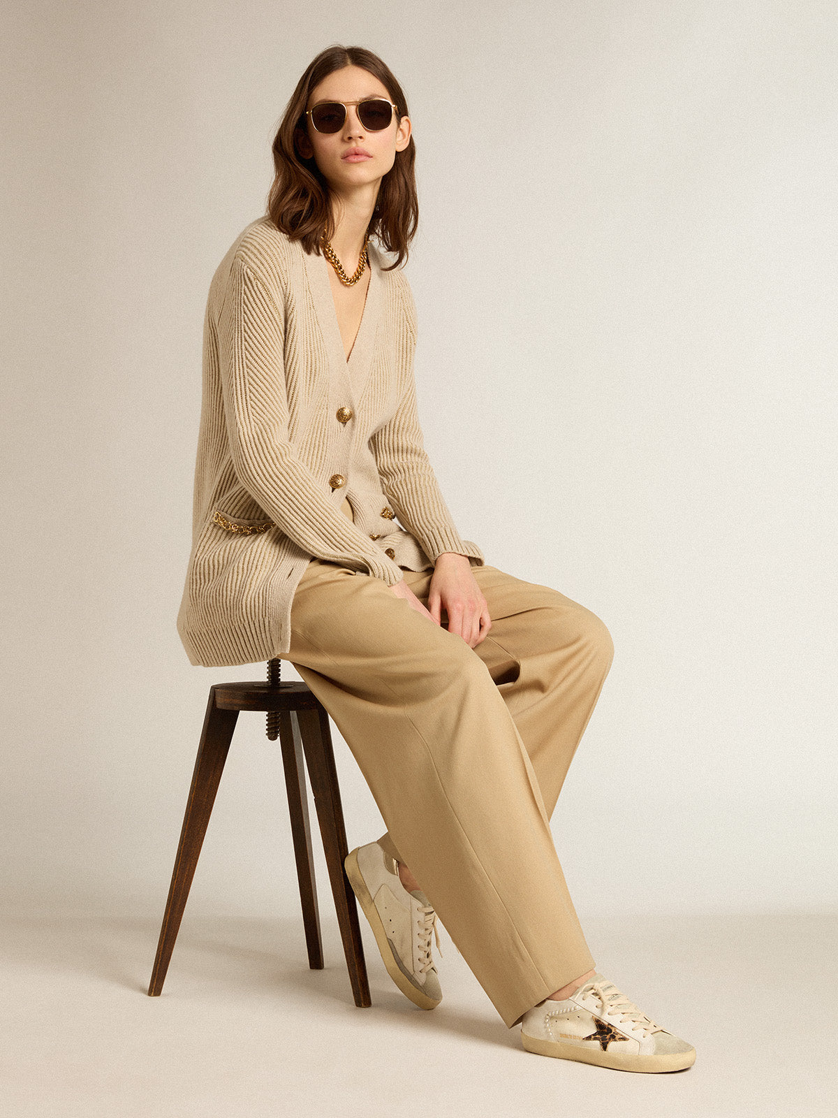 Super-Star LTD in canvas and leather with leopard-print pony skin star| Golden Goose