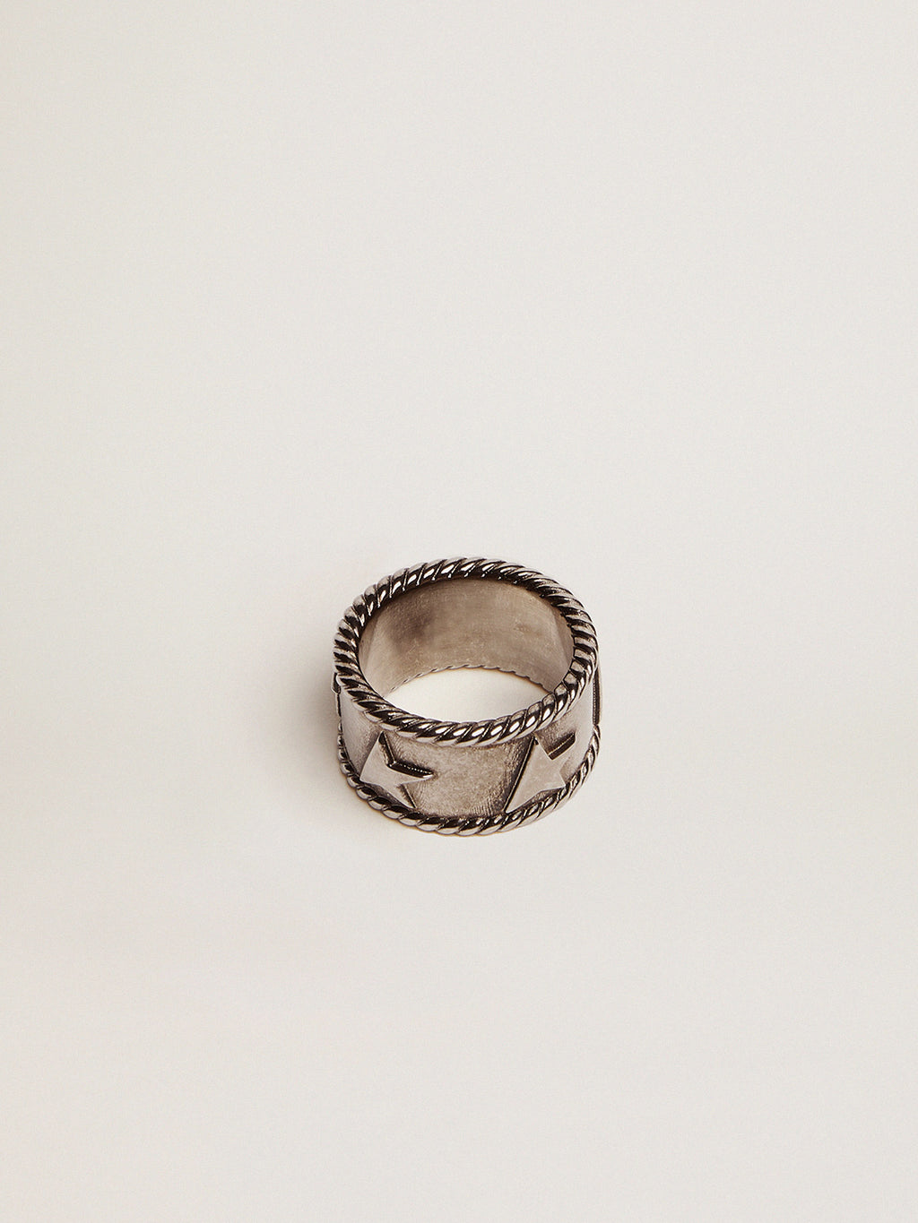 Band ring in antique silver color| Golden Goose