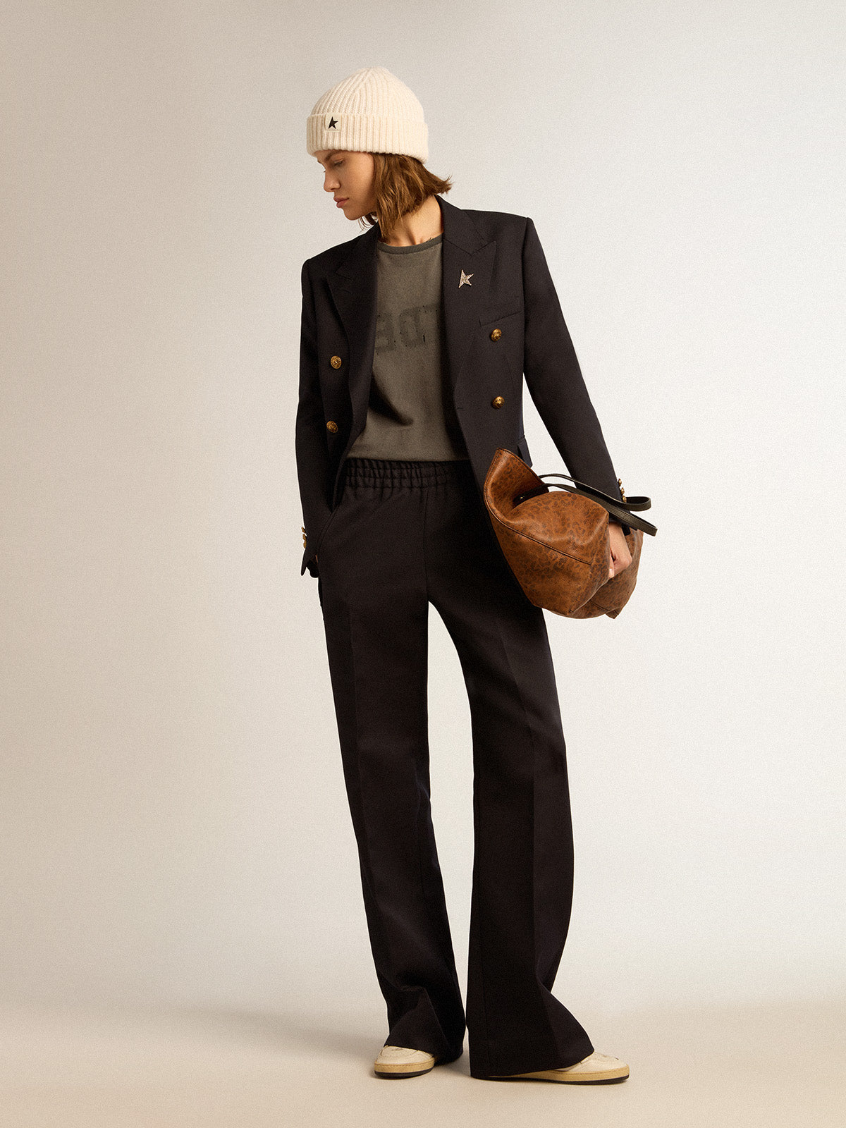 Women's double-breasted blue blazer| Golden Goose