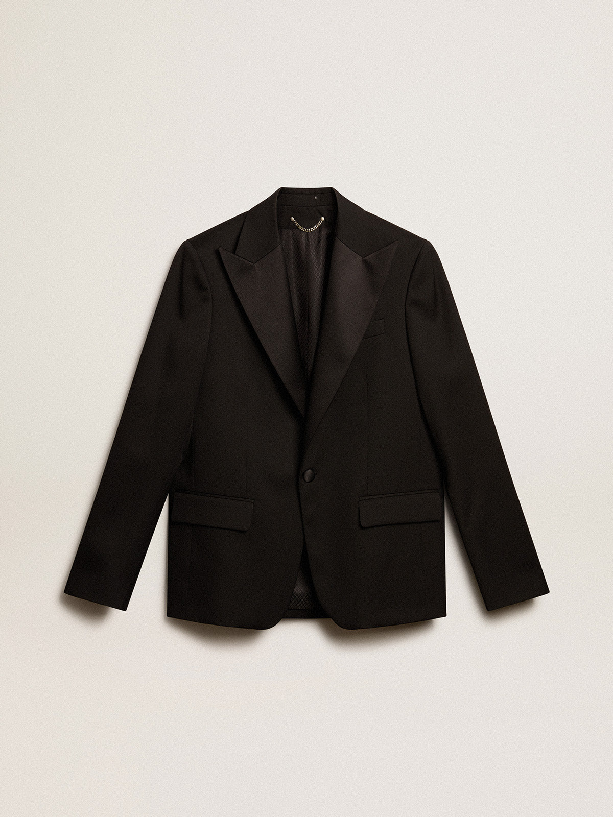 Men's tuxedo jacket in black wool gabardine| Golden Goose