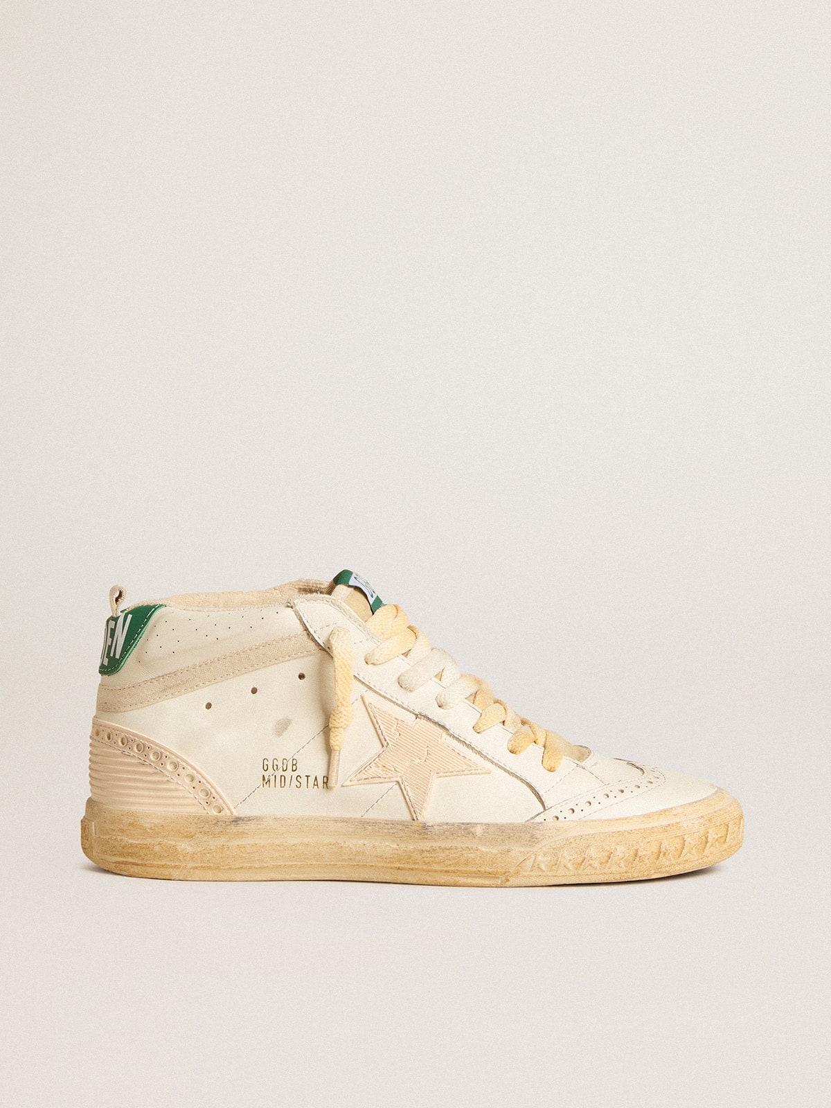 Mid Star in nappa with textured rubber star and cream cotton flash| Golden Goose