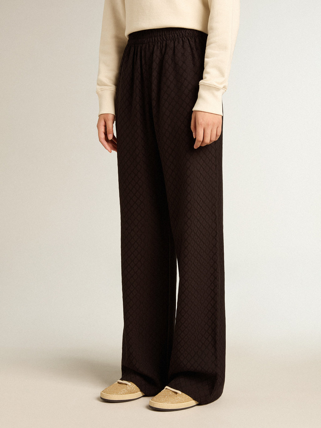 Women's black viscose joggers| Golden Goose