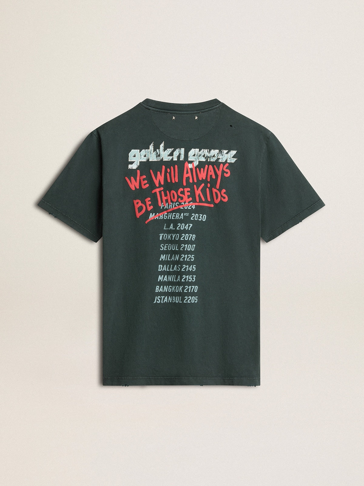 Black T-shirt with multicolor print| Golden Goose