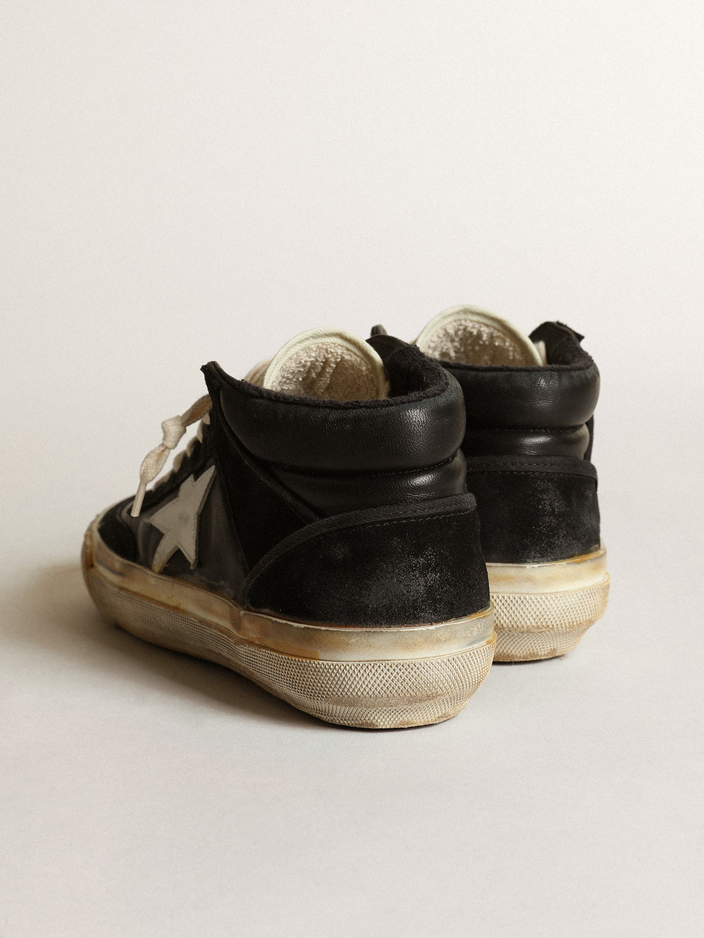Women's Mid Star in black nappa and suede with white leather star| Golden Goose