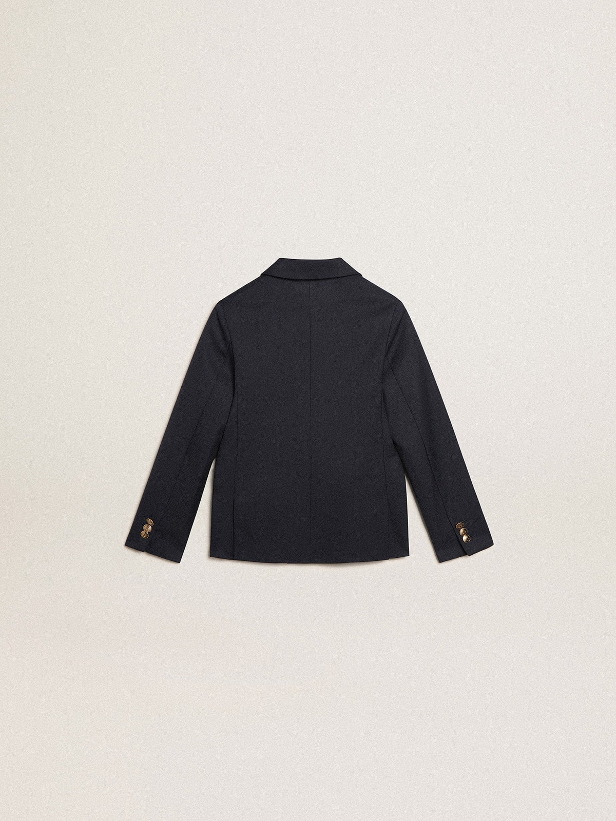 Boys' dark blue double-breasted buttoned blazer| Golden Goose