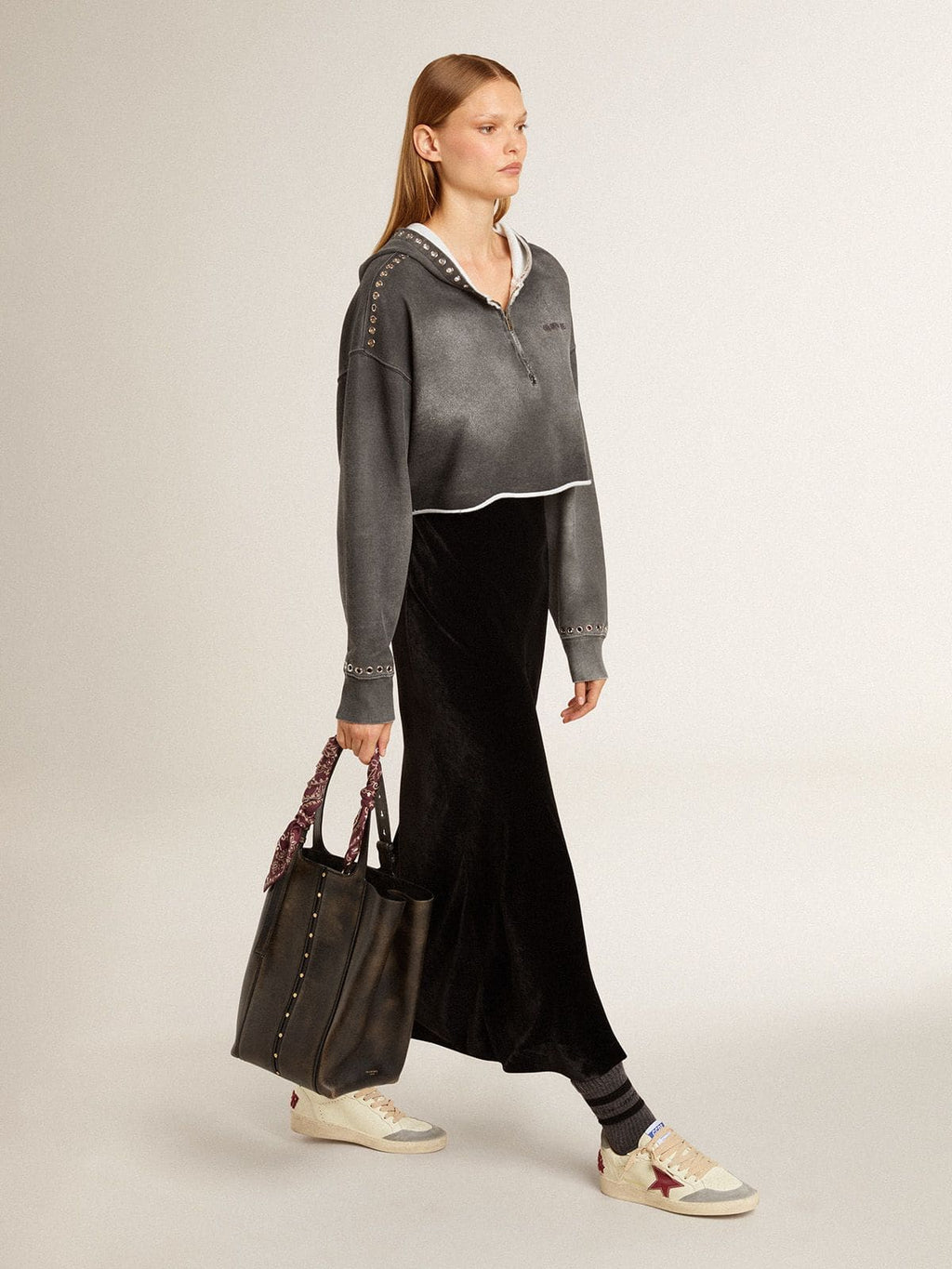 Ball Star LTD in nappa with leather star and silver suede heel tab| Golden Goose