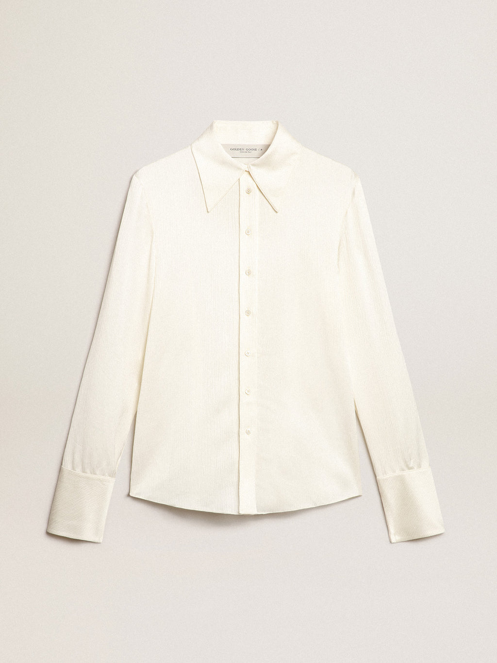 Parchment-colored slim-fit shirt| Golden Goose