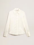 Parchment-colored slim-fit shirt| Golden Goose