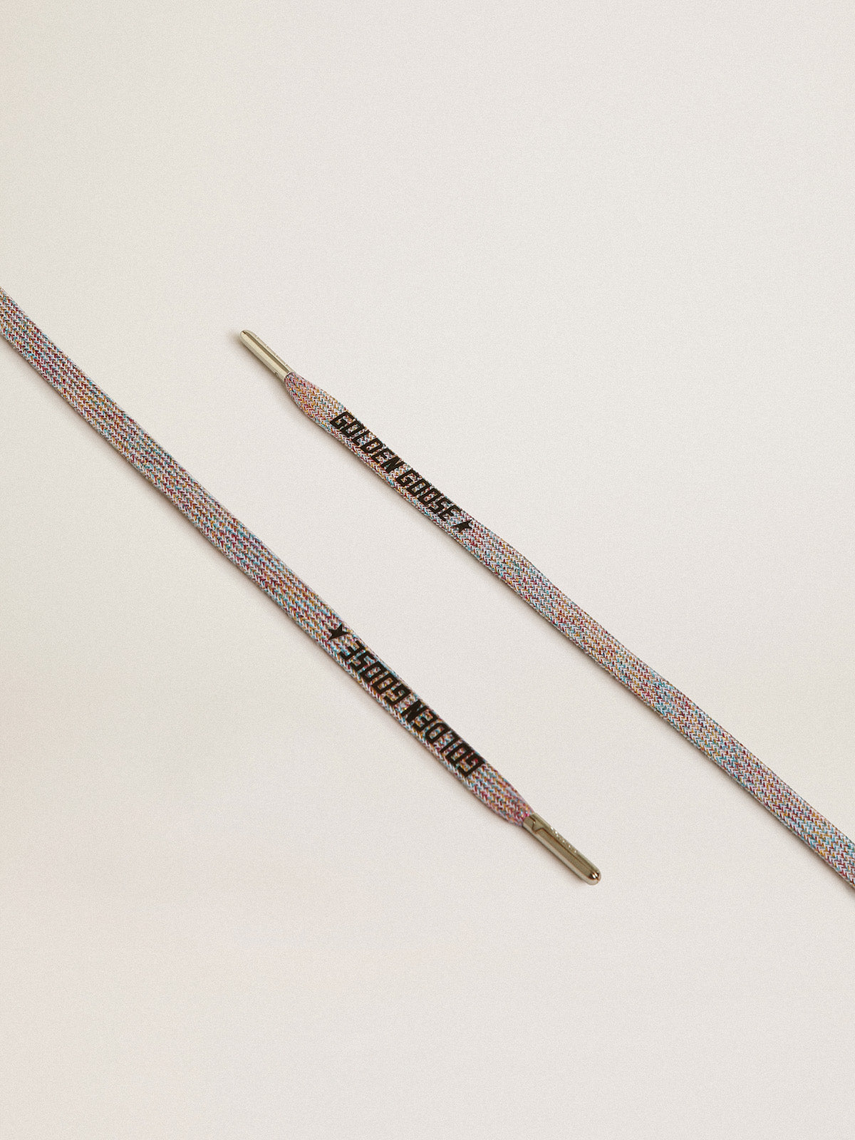 Multicolor Lurex laces with contrasting black logo| Golden Goose