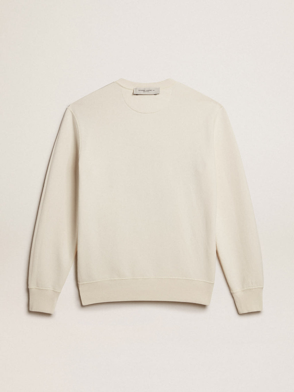 Aged white cotton sweatshirt with embroidery| Golden Goose