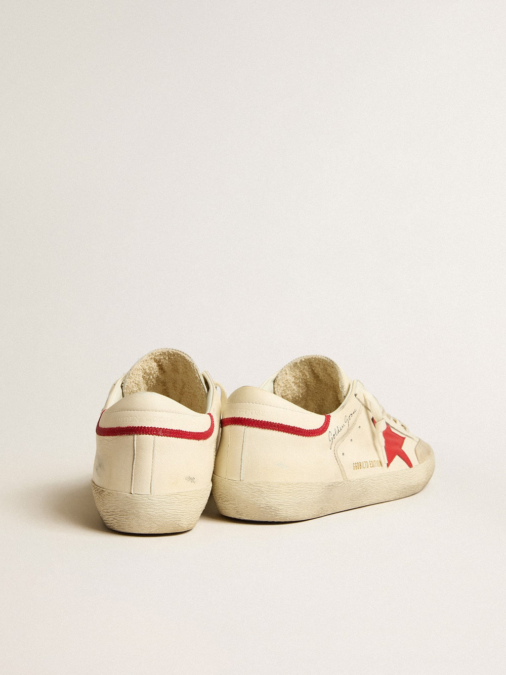Men's Super-Star LTD in nappa with red leather star and pearl suede toe| Golden Goose