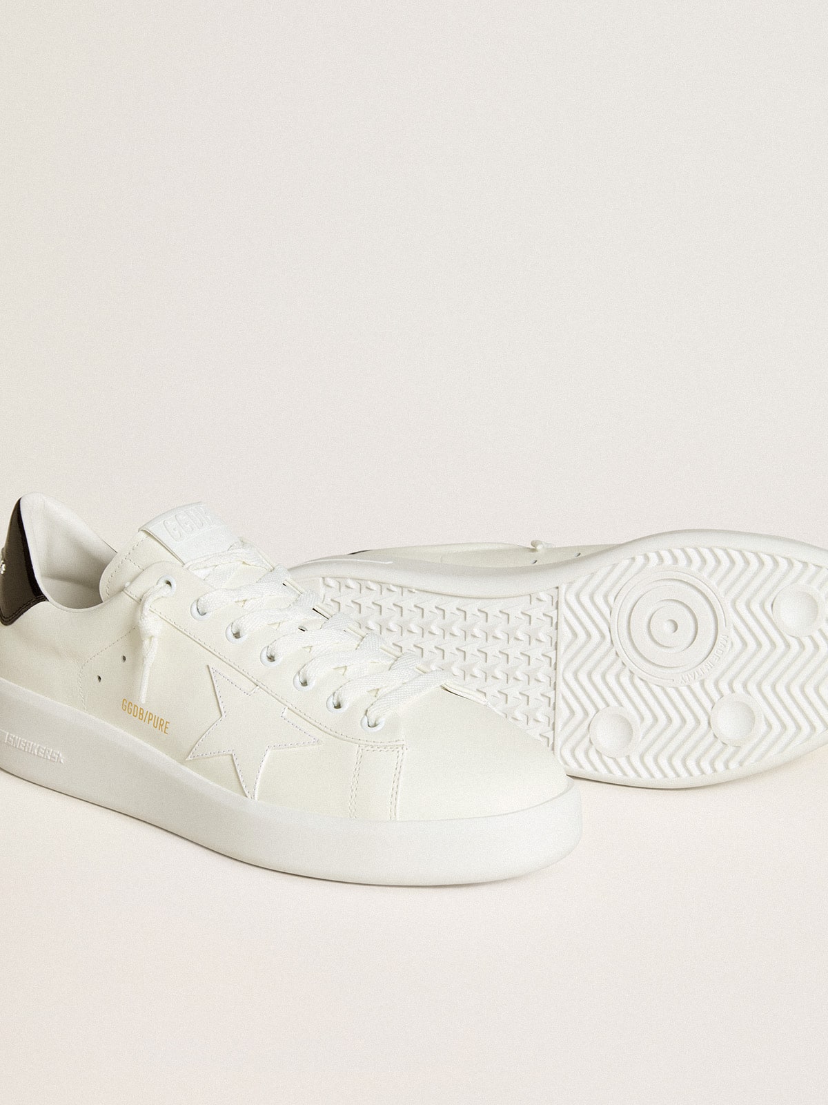 Men's Purestar with leather star and black patent leather heel tab| Golden Goose