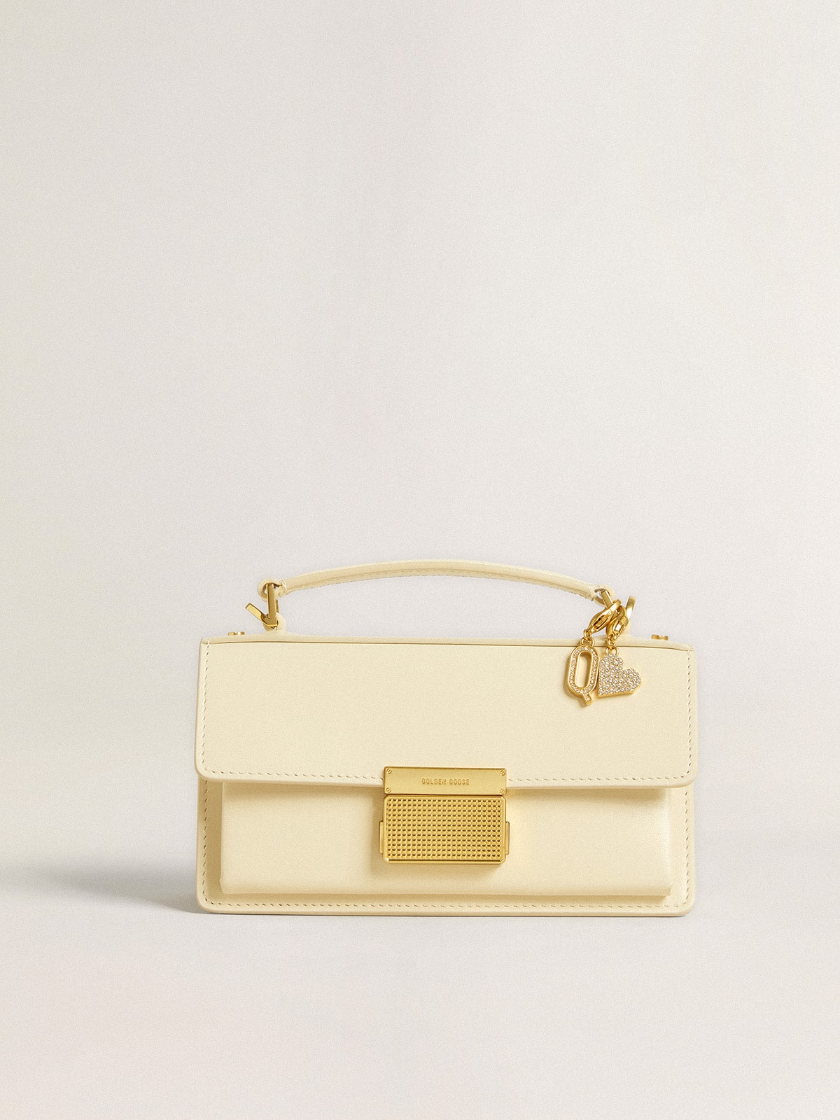 Letter Q charm in gold-colored brass with crystals| Golden Goose
