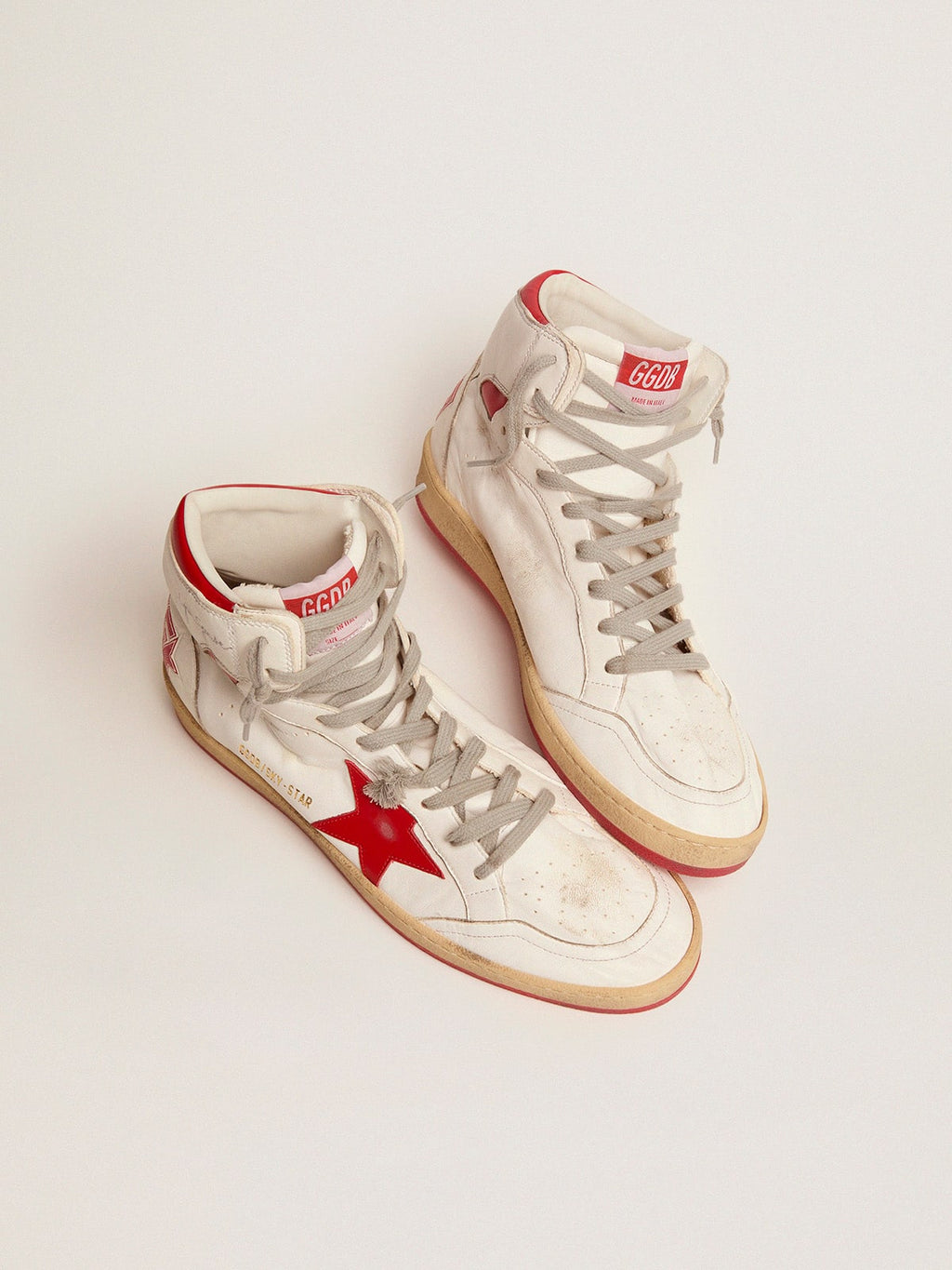 Women's Sky-Star in white nappa with red star and heel tab| Golden Goose