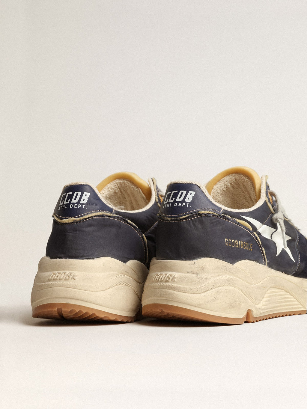 Running Sole in blue nylon with white printed star| Golden Goose