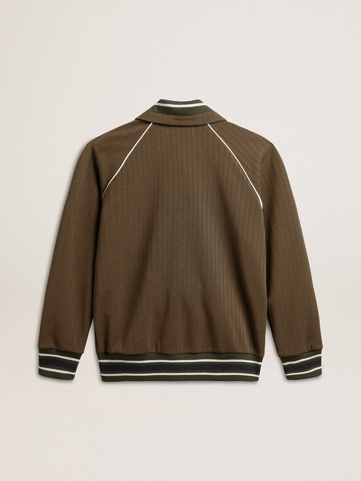 Men's military green zipped sweatshirt with white logo| Golden Goose