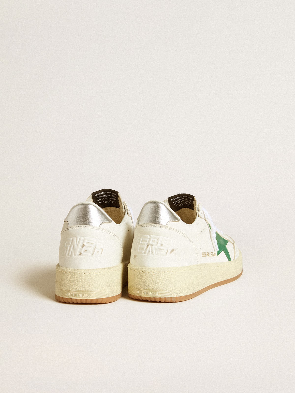 Women's Ball Star 2 with green leather star and metallic leather heel tab| Golden Goose