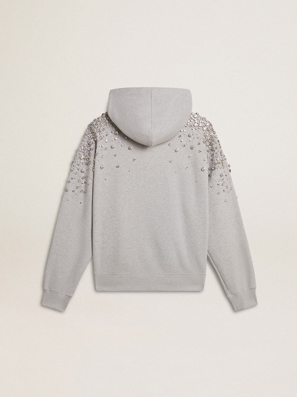 Gray hooded sweatshirt with crystal decoration| Golden Goose