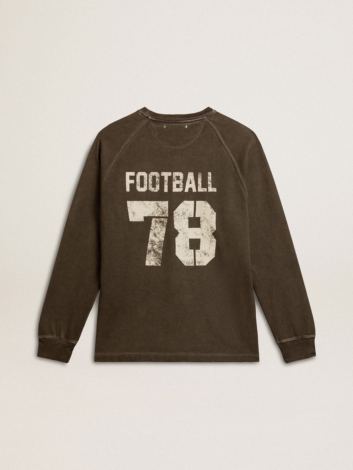 Men's crew-neck T-shirt in anthracite gray cotton with logo on the back